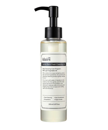 Гідрофільна олія для делікатного очищення DEAR, KLAIRS Gentle Black Fresh Cleansing Oil